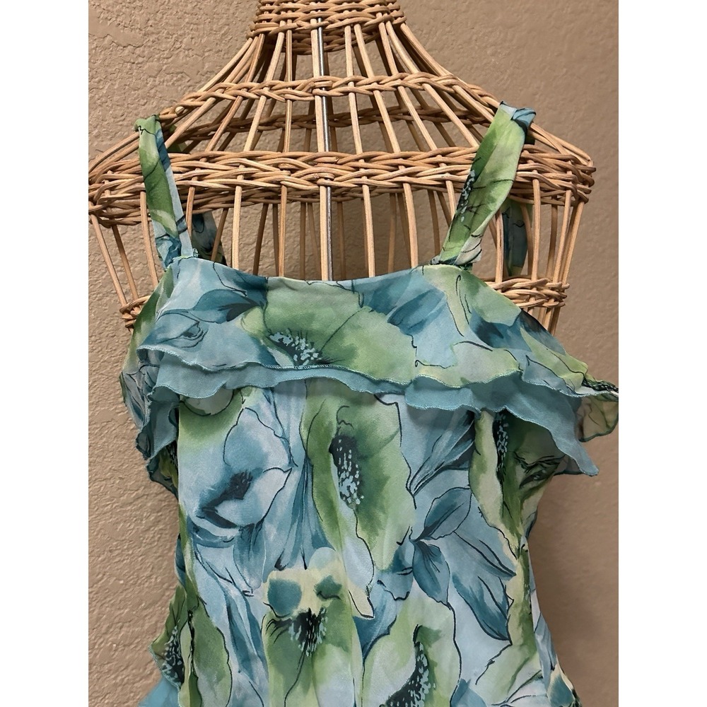 Vtg Y2K Dress Barn M Cami Top Tiered Ruffle Floral Asymmetrical Fairy Romance - Picture 6 of 12